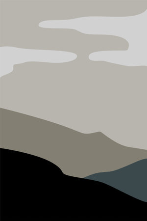 Abstract landscape scandinavian wall decor. Printable landscape wall art poster. Boho wall art printのイラスト素材