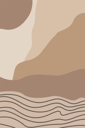 Abstract landscape scandinavian wall decor. Printable landscape wall art poster. Boho wall art printのイラスト素材