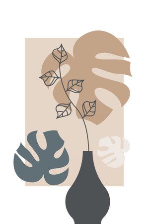 Printable Art Prints. Boho Art Posters. Gallery Wall Decor. Mid Century Modern Wall Art Decoration. Boho Home Decorのイラスト素材