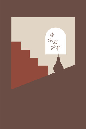 Printable Art Prints. Boho Art Posters. Gallery Wall Decor. Mid Century Modern Wall Art Decoration. Boho Home Decorのイラスト素材