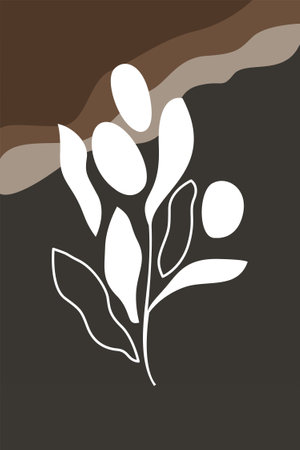 Boho Botanical Leaves Wall Art. Botanical Boho Shapes Wall Decor. Printable Boho Home Decorのイラスト素材