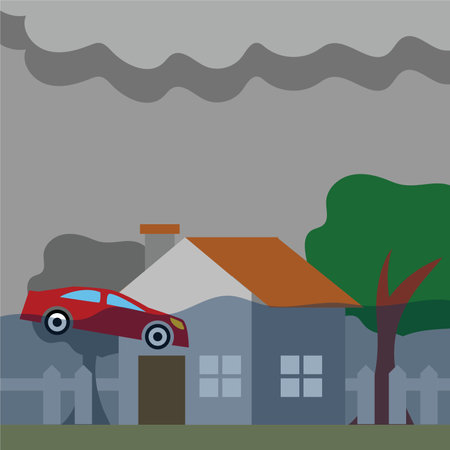 Natural disaster background illustration posterのイラスト素材