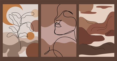 Printable Art Prints. Boho Art Posters. Gallery Wall Decor. Mid Century Modern Wall Art Decoration. Boho Home Decorのイラスト素材