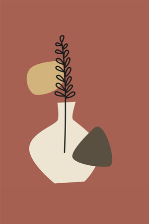 Abstract Nordic Jar Scandinavian Style Wall Art Poster Backgroundのイラスト素材