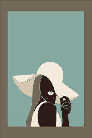 Aesthetic Abstract Bohemian Woman Art for Print and Digital Purposesのイラスト素材