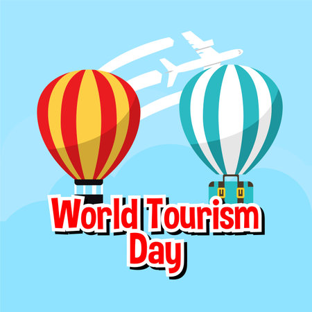 International world tourism day background illustration. World tourism day illustration web bannerのイラスト素材