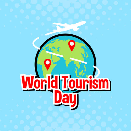 International world tourism day background illustration. World tourism day illustration web bannerのイラスト素材