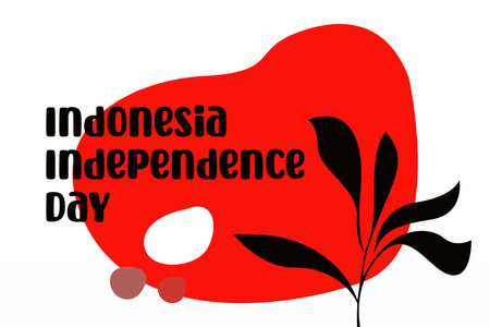 Indonesia independence day background illustration in bohemian design style. Indonesia independence day in botanical boho styleのイラスト素材