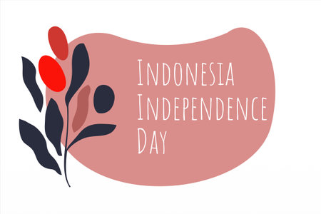 Indonesia independence day background illustration in bohemian design style. Indonesia independence day in botanical boho styleのイラスト素材