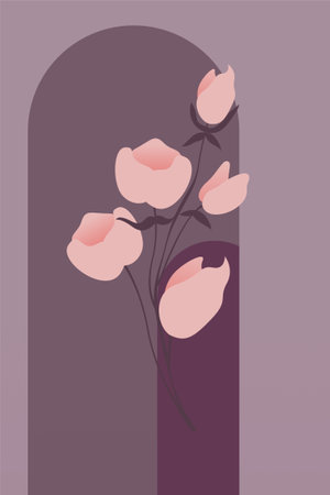 Vintage flower wall art decoration. Printable vintage flower wall decorのイラスト素材