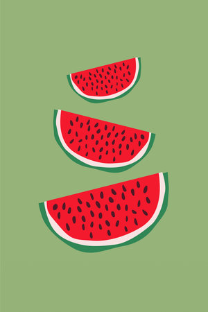 Printable Watermelon Wall Art Poster. Printable Modern Funny Kitchen Poster. Fruit Wall Art Decoration. Scandinavian Fruit Wall Decor Posterのイラスト素材