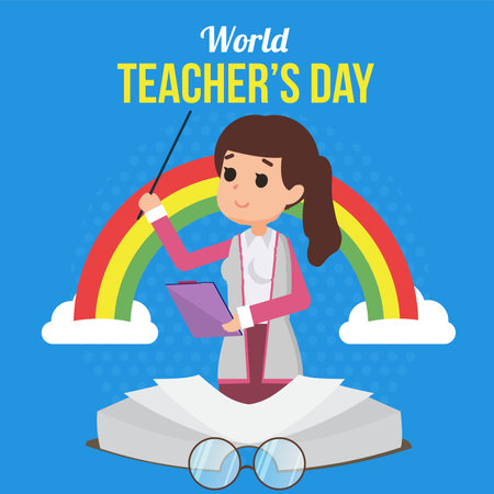 International Teachers' Day Background Illustration Web Banner. Teachers' Day Event Background Illustrationのイラスト素材