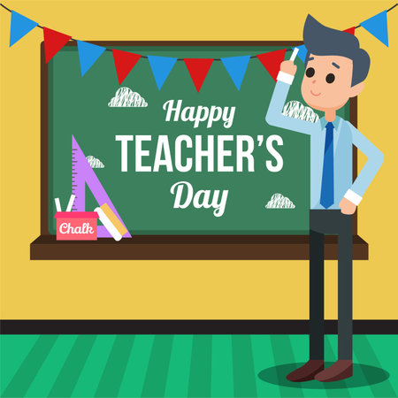 International Teachers' Day Background Illustration Web Banner. Teachers' Day Event Background Illustrationのイラスト素材