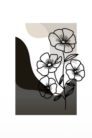 Abstract botani wall art decoration. Boho flower wall decor printable poster. Flower wall art home decoration posterのイラスト素材