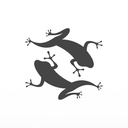 Frog logo design concept. Simple frog silhouette logo template. Animal logo templateのイラスト素材