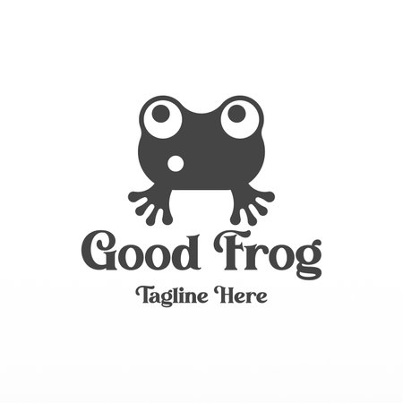 Frog logo design concept. Simple frog silhouette logo template. Animal logo templateのイラスト素材