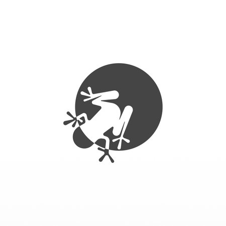 Frog logo design concept. Simple frog silhouette logo template. Animal logo templateのイラスト素材