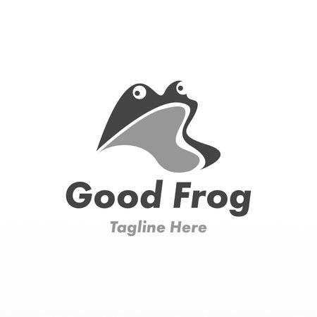 Frog logo design concept. Simple frog silhouette logo template. Animal logo templateのイラスト素材
