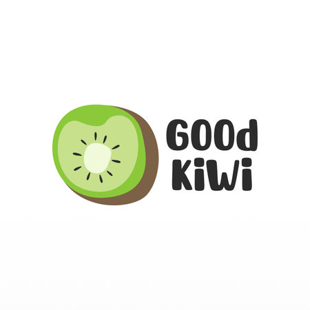 Kiwi fruit logo design concept template. Fresh fruit logo designのイラスト素材