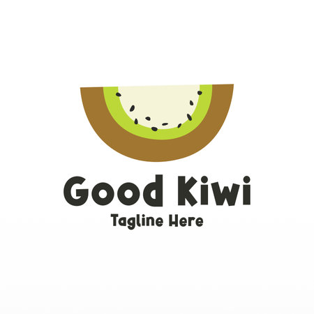 Kiwi fruit logo design concept template. Fresh fruit logo designのイラスト素材