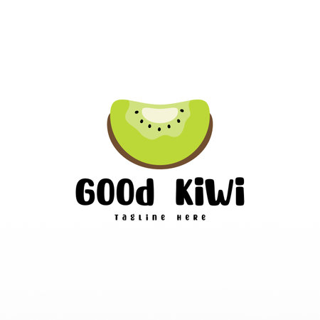 Kiwi fruit logo design concept template. Fresh fruit logo designのイラスト素材