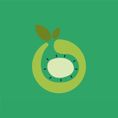 Kiwi fruit logo design concept template. Fresh fruit logo designのイラスト素材