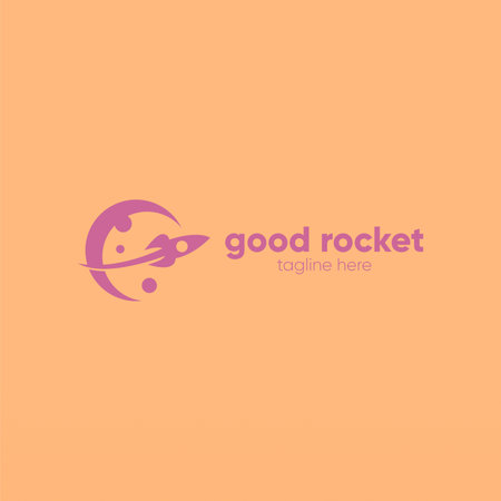 Rocket logo design template. Space ship logo concept. Space craft logo design concept templateのイラスト素材