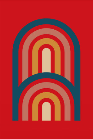 Mid Century Modern Boho Wall Art. Boho Print Wall Decor. Printable Abstract Geometric Wall Art Decorationのイラスト素材