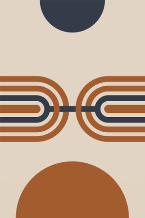 Mid Century Modern Boho Wall Art. Boho Print Wall Decor. Printable Abstract Geometric Wall Art Decorationのイラスト素材