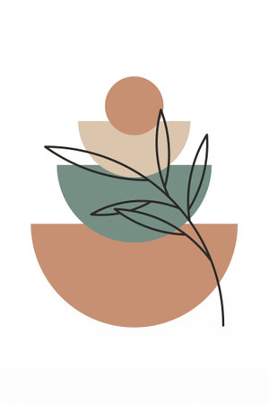 Mid Century Modern Boho Wall Art. Boho Print Wall Decor. Printable Abstract Geometric Wall Art Decorationのイラスト素材