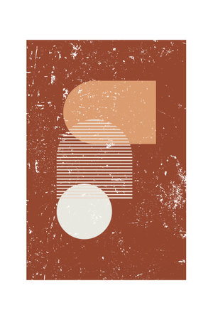 Mid Century Modern Boho Wall Art. Boho Print Wall Decor. Printable Abstract Geometric Wall Art Decorationのイラスト素材