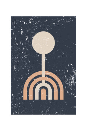 Mid Century Modern Boho Wall Art. Boho Print Wall Decor. Printable Abstract Geometric Wall Art Decorationのイラスト素材