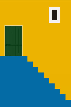 Simple Minimalist Building Wall Art Decoration. Architecture Illustration Background. Architecture Building Wall Art Posterのイラスト素材