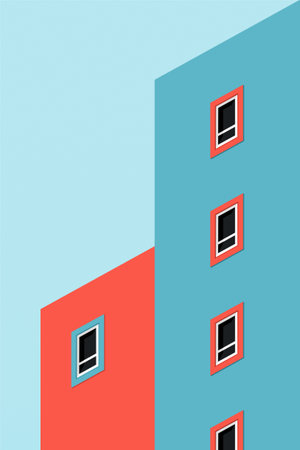 Simple Minimalist Building Wall Art Decoration. Architecture Illustration Background. Architecture Building Wall Art Posterのイラスト素材