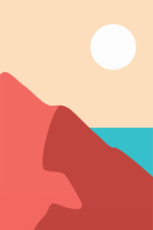 Abstract Landscape Printable Wall Art. Mountains Trees Printable Wall Decor. Boho Landscape Posterのイラスト素材