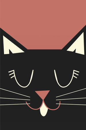 Cat Print Wall Art Nursery Decor Minimalist Neutral. Cat Canvas Painting Modern Room Decor Poster. Boho Cat Wall Art Decorationのイラスト素材