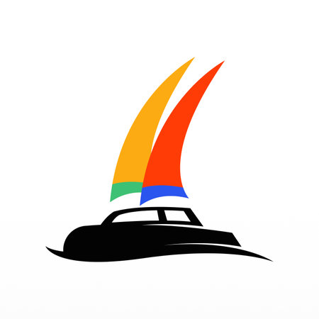 Sailboat logo design concept. Simple sail logo templateのイラスト素材