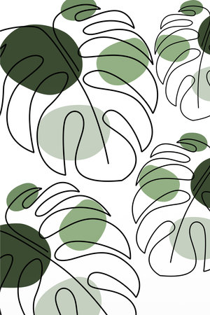 Monstera Leaf Flower Wall Art Poster. Monstera Leaf Wall Decor. Printable Botanical Wall Art Decor Posterのイラスト素材