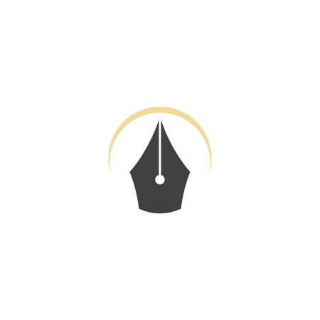 Elegant and Classy Pencil Logo Design. Ballpoint Pen Logo Template for Business and Branding. Simple Pen Logo Vectorのイラスト素材