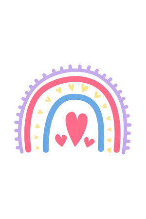 Cute boho rainbow elements. Decorative element of neutral, pastel colors for nursery design. Boho rainbow design elementのイラスト素材