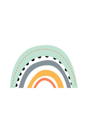 Cute boho rainbow elements. Decorative element of neutral, pastel colors for nursery design. Boho rainbow design elementのイラスト素材