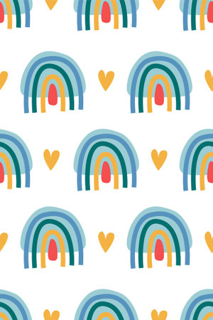 Scandinavian rainbow seamless pattern background. Nursery rainbow backgroundのイラスト素材