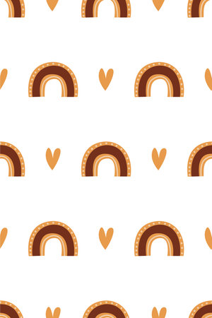 Scandinavian rainbow seamless pattern background. Nursery rainbow backgroundのイラスト素材