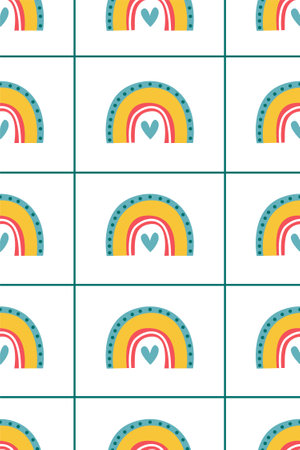 Scandinavian rainbow seamless pattern background. Nursery rainbow background