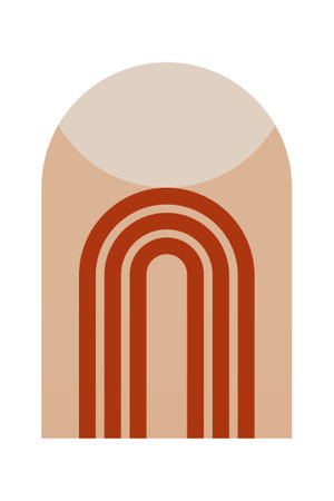 Geometric Rainbow Arches Background. Mid Century Modern Rainbow Background Illustrationのイラスト素材