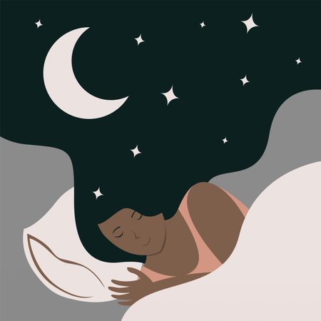 World sleep day background illustrtaion. Person sleeping in bed backgroundのイラスト素材