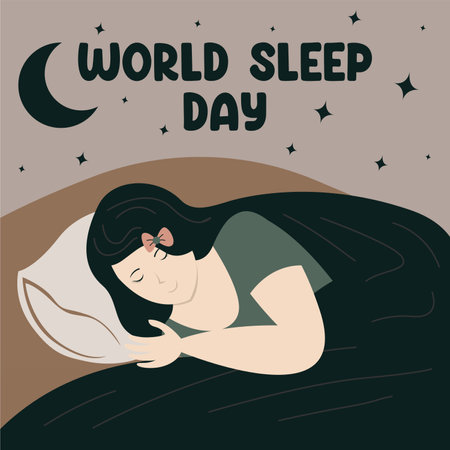 World sleep day background illustrtaion. Person sleeping in bed backgroundのイラスト素材