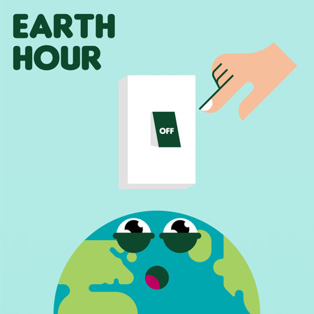 Earth hour background illustration. Happy earth hour day illustration. Carrying out earth hour for a better future of our planetのイラスト素材