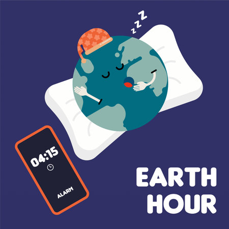 Earth hour background illustration. Happy earth hour day illustration. Carrying out earth hour for a better future of our planetのイラスト素材