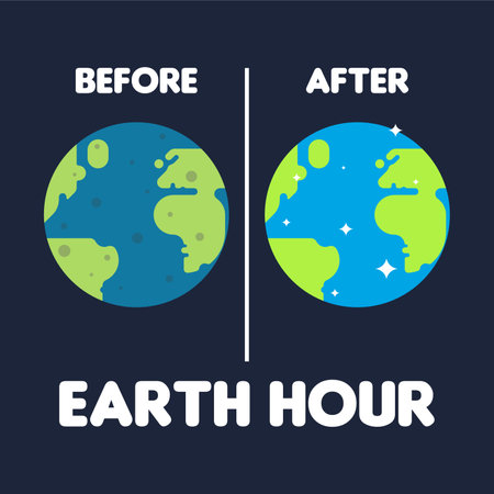 Earth hour background illustration. Happy earth hour day illustration. Carrying out earth hour for a better future of our planetのイラスト素材